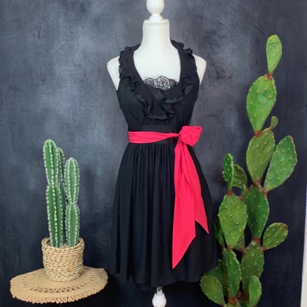 WHBM black silk/lace dress